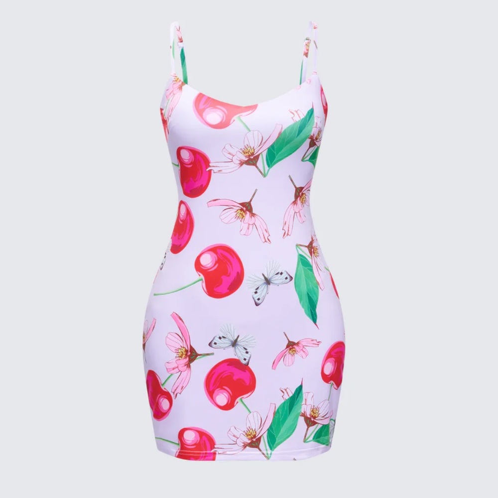 Cherry and Floral Print Dress